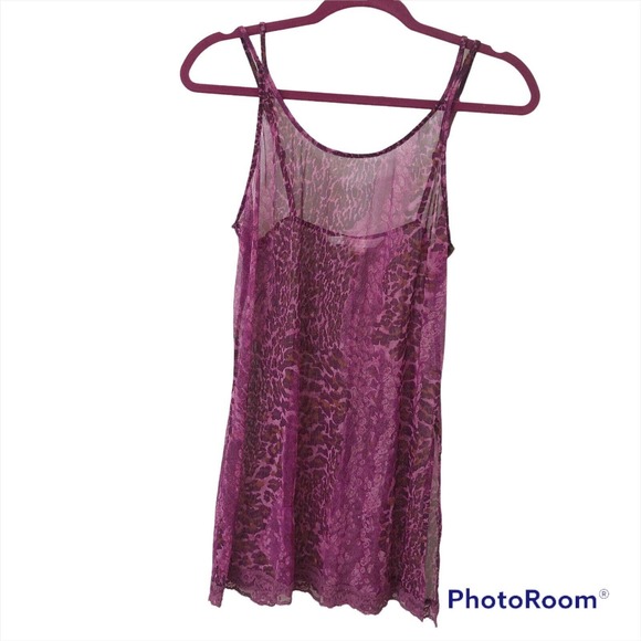 Vintage Victoria Secret Slip Nightie Sz M Pink Label Pink Leopard Print Sexy Y2K - Picture 4 of 9